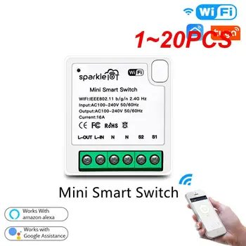 1 ~ 20ШТ CoRui Smart Switch Tuya Wifi Smart Home MINI 16A 2way Control Timer Беспроводные Переключатели Tuya / Smart Life APP Работают С