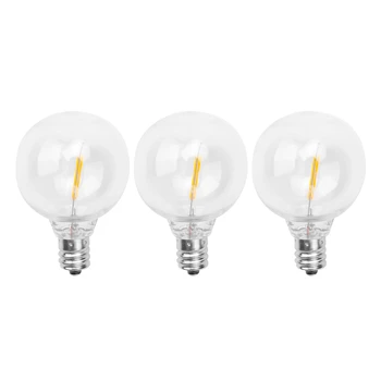 3 шт. сменных светодиодных ламп G40, небьющиеся светодиодные лампы-глобусы на винтовой основе E12 для солнечных гирлянд, теплый белый