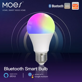 MOES Smart Bluetooth Светодиодная лампа с регулируемой яркостью 9 Вт E27 Лампы TUYA для вечеринок с регулируемым цветом освещения Alexa google Voice