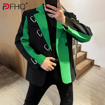 PFHQ Стильный Новый контрастный дизайн в стиле пэчворк 2023 Мужской повседневный блейзер Пальто Высокого качества Элегантные Роскошные Модные пиджаки