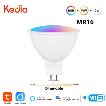 Tuya WIFI Умные Лампочки MR16 LED Light 5 Вт RGB С Регулируемой Яркостью Светодиодная Лампа Smart Life APP Дистанционное / Голосовое Управление Через Alexa Google Home