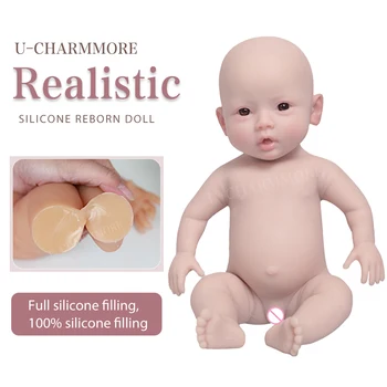 U-charmmore 47 см 3 кг Полный Силиконовый Reborn Girl Baby Doll Игрушки Всего тела Мягкие Силиконовые Реалистичные Игрушки Bebe для Детей Кукольный Подарок