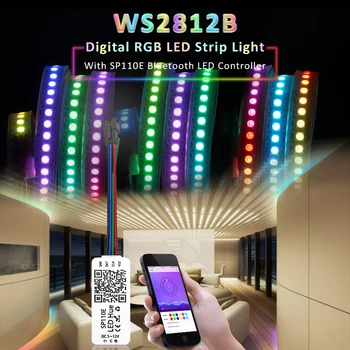 WS2812B Светодиодная Лента RGBIC Magic Адресуемые Цифровые Лампы SMD5050 5V SP110E Контроллер 30/60/144 Пикселя Гибкая Лента Ленточная Лампа