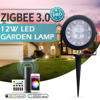 Zigbee 3.0 12 Вт RGB CCT Садовый Светильник Space /Park / Road / Decoration Smart Outdoor Light Лампа IP65 Водонепроницаемый Amazon Echo Control
