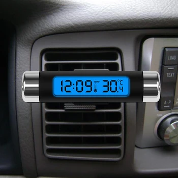 Автомобильный воздухозаборник 2 в 1 Термометр Электронные часы Время Светодиодный цифровой дисплей Термометр с подсветкой Светящиеся принадлежности для автомобилей