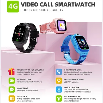 Детские смарт-часы LT37 с 4G, камера SOS, GPS, Wi-Fi, Видеозвонок, Водонепроницаемый Монитор, Отслеживание местоположения, фунты, детские студенческие умные часы
