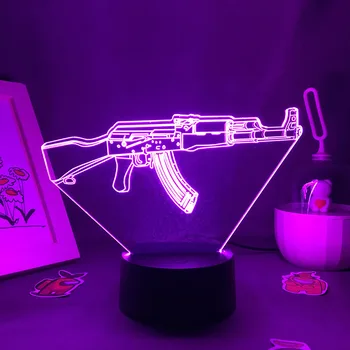 Игра RGB Gun 3D LED Неоновые Ночные Огни Красочные Подарки На День Рождения Для Друзей Детская Спальня Настольный Декор Лидер Продаж Лавовые Лампы Пистолет Огни