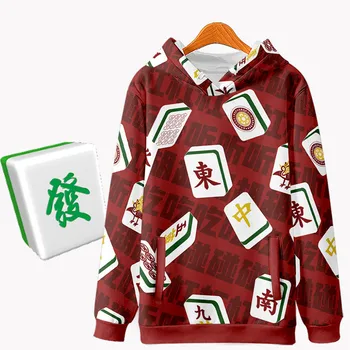 Китайский Маджонг 3D принт Негабаритная Женская / Мужская толстовка с капюшоном, уличная одежда в стиле харадзюку, пуловер в стиле хип-хоп, спортивный костюм с капюшоном, Одежда
