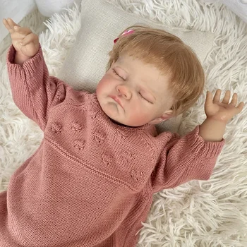Кукла Реборн с мягким телом 49 см, уже окрашенная, Готовая 3D-картина August Sleeping Baby Doll с видимыми прожилками