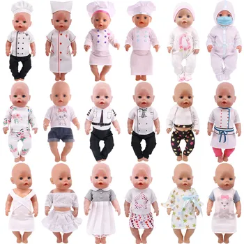 Милое Белое Мини-платье-Униформа Для Ребенка 43 см и 18 дюймов, Одежда для Американских Кукол, Наше Поколение, Аксессуары Для Новорожденных, Подарок Для Девочки