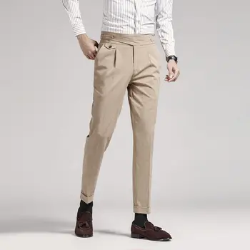 Мужская весенне-осенняя мода, деловые Повседневные брюки в винтажном стиле, костюмные брюки, мужские Эластичные Прямые официальные брюки Плюс размер C11