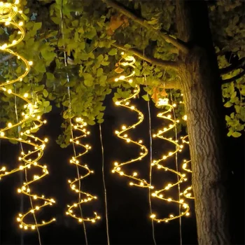 Наружные Спиральные гирлянды из ротанговой лозы 75 см, Рождественское растение, Ветка дерева, Подвесная Гирлянда, свет для свадебной вечеринки, Гирлянда-фея