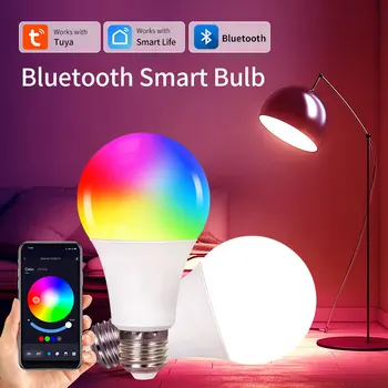 Светодиодные Лампочки E27 TUYA Bluetooth Smart Lamp Светодиодная Лампа 110V 220V RGB Smart Bulb Dimmable Led Light Home Decor Светодиодные Лампы Для комнаты