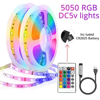 Светодиодные ленты для Хэллоуина RGB с инфракрасным управлением, изменение цвета с помощью пульта дистанционного управления 24 клавишами SMD5050 для украшения комнаты, светодиодная подсветка USB телевизора