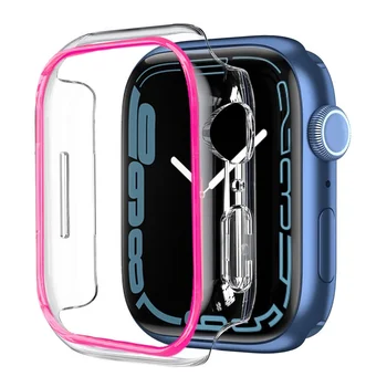 Светящийся Бампер Для Apple Watch 7 Case 45 мм 41 мм Жесткий ПК Прозрачный Защитный Бампер Для iWatch Series 7 iWatch7 Cover