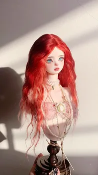 Ярко-красный мохеровый парик для куклы 1/4 BJD Бесплатная доставка