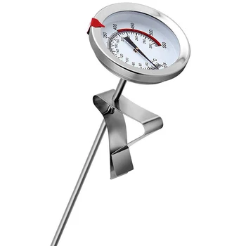 12-дюймовый механический термометр для мяса с мгновенным считыванием, длинный стержень, водонепроницаемый, батарея не требуется, термометр для жарки во фритюре из нержавеющей стали