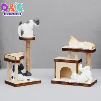1Pc 1: 12 Миниатюрный Кукольный домик для лазания с кошкой, модель мебели для домашних животных, Игрушки для домашнего декора, Аксессуары для кукольного дома