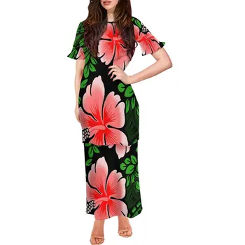 2023 Новое женское платье Puletasi Double Maxi Dress С полинезийским художественным принтом, Летнее платье из качественной ткани