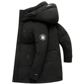 2024, Осенне-зимняя куртка на 85% белом утином пуху, мужские пальто средней длины, съемная шляпа, утолщенные куртки Jaquetas