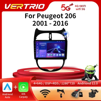 4G WIFI Android для Peugeot 206 2001-2016 Автомобильный радио мультимедийный плеер Carplay Android Auto Video 2Din DVD 1280 * 720 GPS DVD