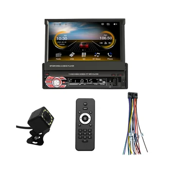 7-дюймовая автомобильная стереосистема с ручным переключением, Carplay Android Auto, радио с сенсорным экраном Single Din HD, FM-камера заднего вида с зеркальной связью Bluetooth