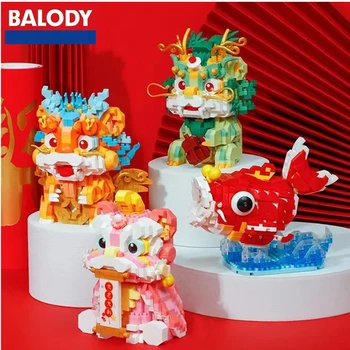 BALODY brave troops строительные блоки koi Лазурный Дракон модель китайского мифического зверя фигурка собранные детские игрушки подарок на день рождения