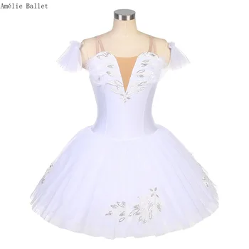 BLL008 Белые предпрофессиональные балетные пачки в форме колокола для девочек и взрослых, платье-пачка для балерины, костюм для сольного выступления