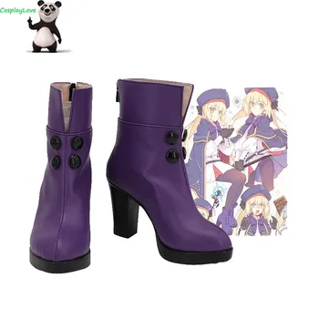 CosplayLove Fate Grand Order FGO Caster Артория Пендрагон Этап 2 Фиолетовая Обувь Для Косплея Длинные Сапоги Кожаные На Заказ