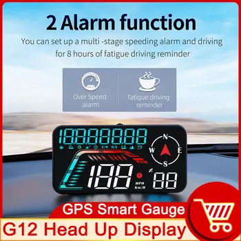 G12 HUD GPS Головной Дисплей Универсальные Спидометры Предупреждение О Превышении Скорости Проектор Лобового Стекла Автомобильные Электроприборы Аксессуары