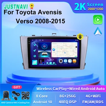 JUSTNAVI 2K Экран 8 + 256 ГБ Автомобильное Автомагнитоло Головное Устройство Радио GPS Для Toyota Avensis Verso 2008 2009 2010 2011 2012 2013 2014 2015 BT