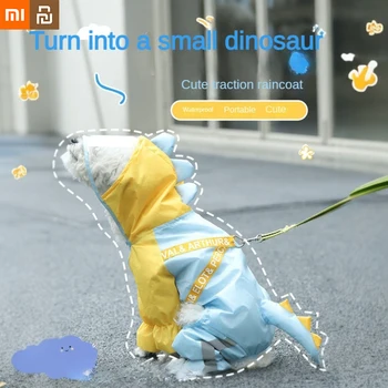 Xiaomi Youpin Pet Raincoat Летний Щенячий Плащ Водонепроницаемая Одежда Для Домашних Животных Щенок Маленький Среднего Размера Собака Плюшевый Дождевик С Полным Покрытием