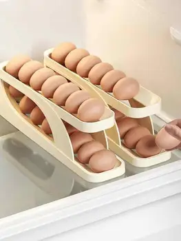 Автоматический двухслойный дозатор для яиц, выдвижная коробка для яиц, холодильник, Автоматический роликовый держатель для яиц на кухонной столешнице.