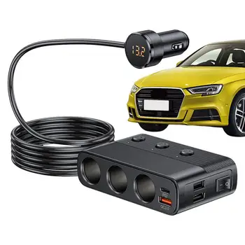 Адаптер для зажигалки 4 В 1, портативный автомобильный USB-адаптер питания, сверхбыстрая зарядка с 4 USB-портами и дисплеем напряжения для автобусов и грузовиков