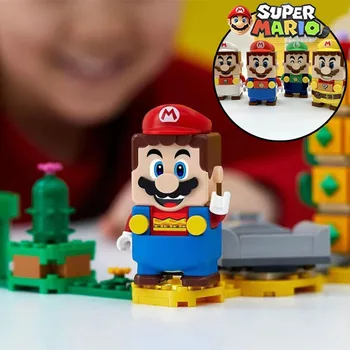 Аниме Super Mario Bros Строительные блоки, игрушки-фигурки, Милая подвеска-модель Марио Луиджи, Детские фигурки, Аксессуары, Куклы