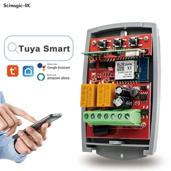 Гаражный приемник Tuya Smart Wifi Универсальный приемник дистанционного управления 433 МГц 2-канальный Релейный модуль Работа с Alexa Google Home