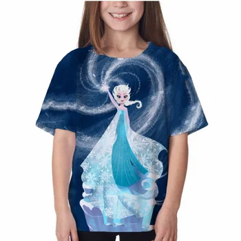 Детские футболки Frozen 2 с короткими рукавами, Детские футболки Для девочек, Летние Повседневные Футболки, Топы для детей от 1 до 14 лет, Футболки с Эльзой, Одежда