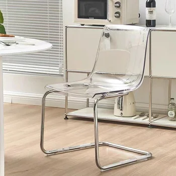 Дизайнерский прозрачный обеденный стул с акриловой спинкой, Минималистичный Модный обеденный стул, Сверхлегкая мебель Silla Comedor