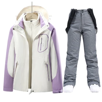 Женская лыжная куртка и брюки, зимний теплый ветрозащитный лыжный костюм, женский сноуборд, зимнее пальто, брюки для спорта на открытом воздухе, бренд для кемпинга
