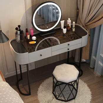 Зеркальный туалетный столик с выдвижными ящиками в скандинавском стиле, Современный органайзер, Угловая Многофункциональная тумбочка, мебель для дома Tocador Maquillaje