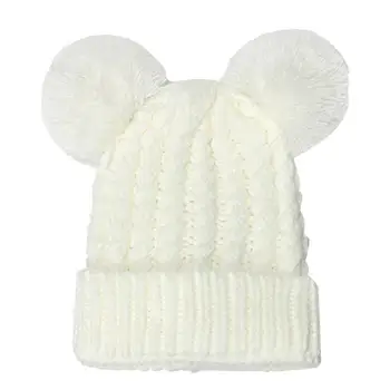 Зимняя шапка для малышей, эластичная плюшевая вязаная шапочка для катания на коньках, детские бейсболки для путешествий, кемпинга