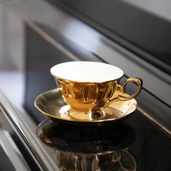 Золотой керамический кофейный набор Британский костюм для послеобеденного чая Креативный подарок Позолоченная кофейная чашка для воды