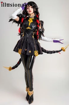 иллюзорная Байонетта Косплей Костюм Черный боевой костюм Игровой Косплей Костюм женское платье женское