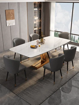 Итальянский легкий роскошный минималистичный прямоугольный стол из каменной плиты домашний современный простой обеденный стол