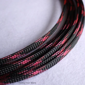 Кабельные рукава диаметром 4-12 мм, черно-розовая сетка из змеиной кожи, защищающая проволоку, Нейлоновая Герметичная ПЭТ-расширяемая изоляционная оболочка, Плетеные рукава