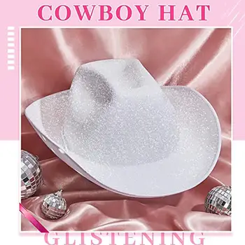 Ковбойская шляпа Фетровая шляпа Реквизит для девичника Блестящая Ковбойская шляпа Шляпа для девичника для свадебной вечеринки Западная ковбойская шляпа H2b6