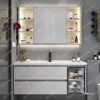 Комбинированное складное Скрытое зеркало по Фен-шуй, умывальник для ванной Комнаты, керамический встроенный умывальник
