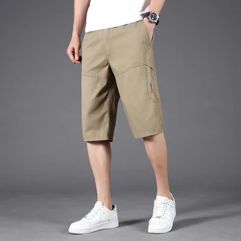 Летние военные шорты-карго длиной до икр, мужские повседневные хлопчатобумажные бриджи с несколькими карманами, тактические армейские брюки-капри, укороченные брюки