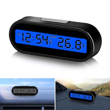 Мини-электронные Автомобильные часы Time Watch Автоматические Часы Со Светящимся Термометром с ЖК-подсветкой и Цифровым дисплеем Аксессуары для Стайлинга автомобилей