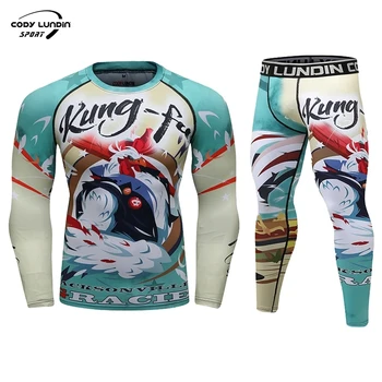 Мужская одежда Cody Lundin С 3D принтом, Велоспорт, бег, Джерси для кикбоксинга Bjj, Спортивные штаны для борьбы, комплект Рашгардов